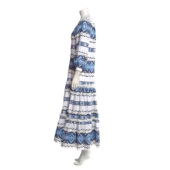 ALEXIS White & Blue Wylla Embroidered Linen Blend Maxi Dress - Picture 4 of 15
